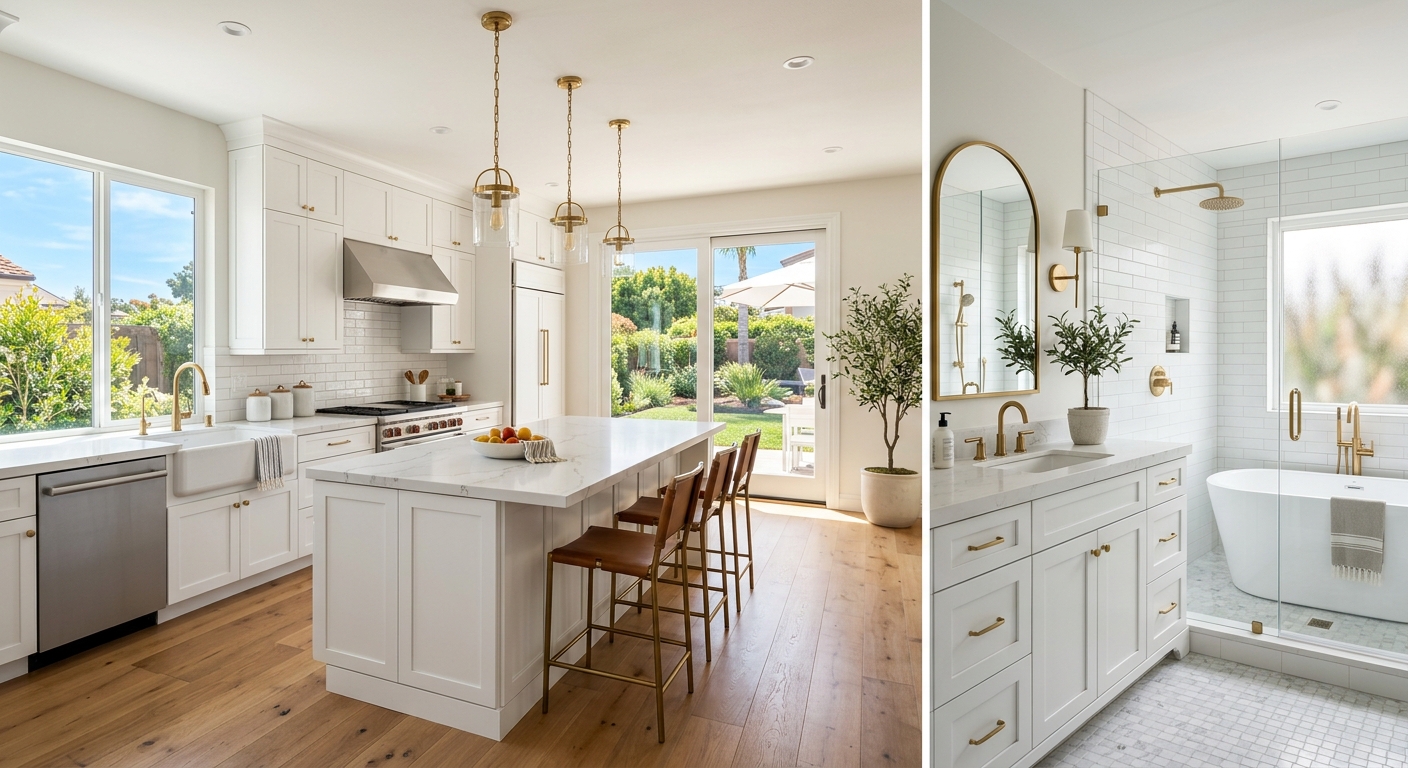 Luxurious modern kitchen and bathroom remodeling project in San Diego